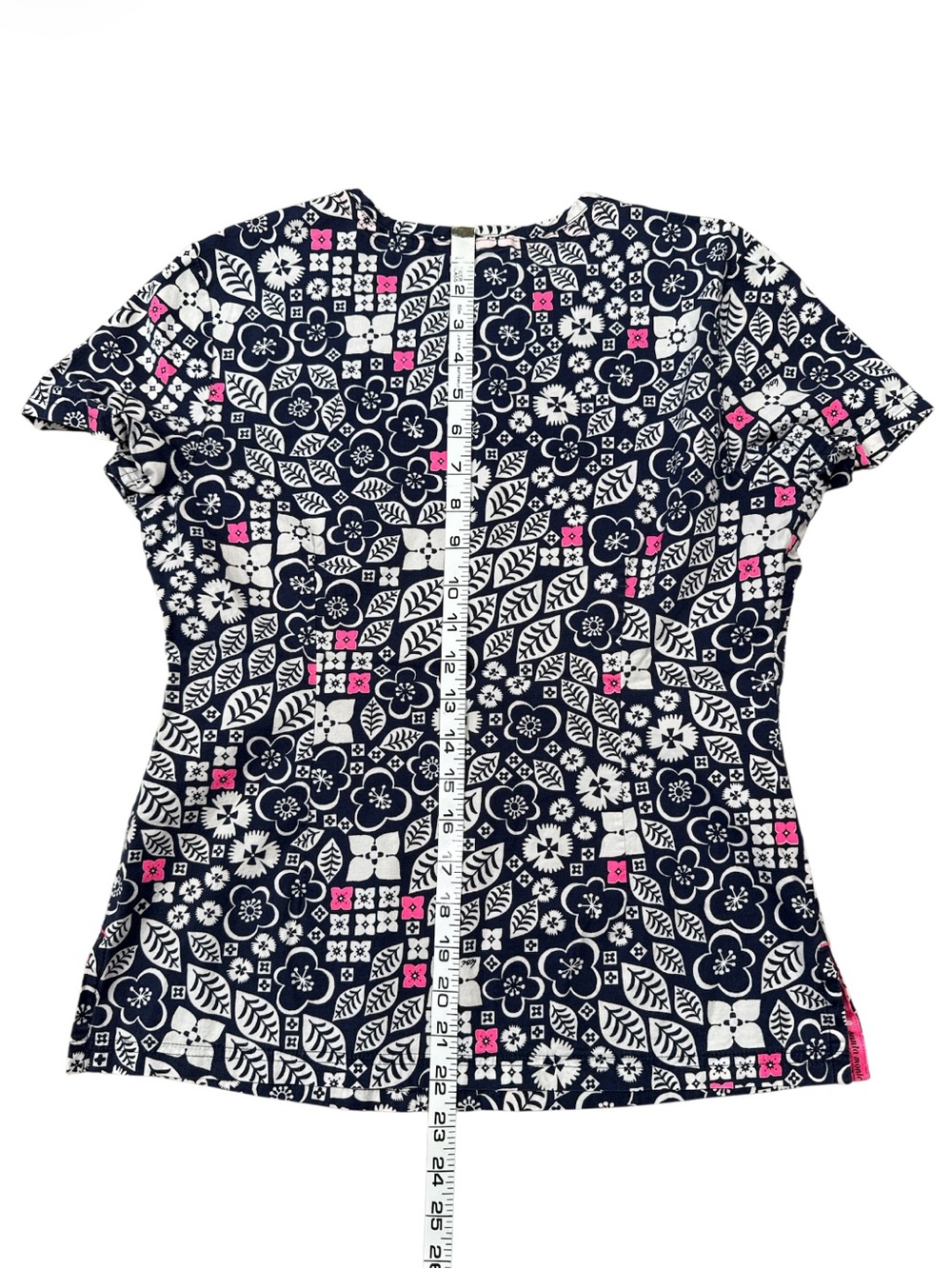 Koi Lite Navy Blue Floral Scrub Top Women’s Size Small - Picture 6 of 7